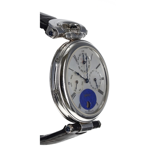 85 - Bovet 1822 Calendar platinum wristwatch, reference no. D850.0, serial no. 0049xx, mother of pearl di... 