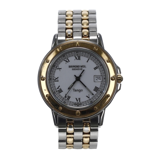 121 - Raymond Weil Tango bicolour gentleman's wristwatch, reference no. 5560, white dial, bi-colour bracel... 