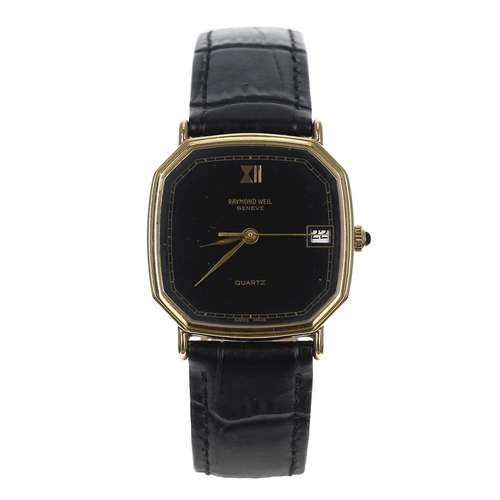 124 - Raymond Weil Geneve Quartz octagonal gold plated and stainless steel wristwatch, case no. 9606, octa... 