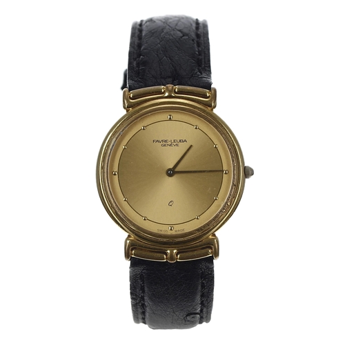 151 - Favre-Leuba Geneve Q gold plated and stainless steel wristwatch, case no. 3161-51, champagne dial, m... 