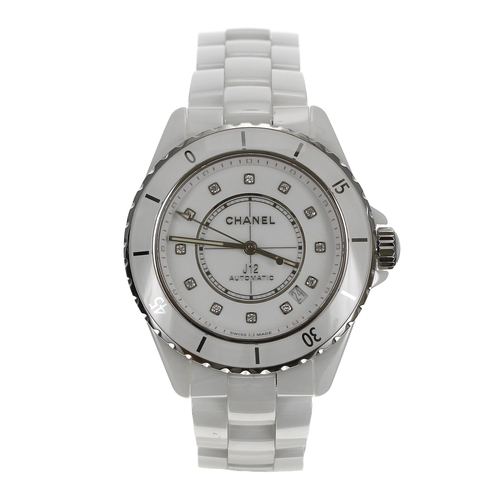 88 - Chanel J12 automatic white ceramic wristwatch, with a diamond dot dial, exhibition back with cal. 12... 