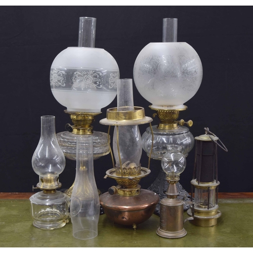 548 - Group of assorted oil lamps and lanterns