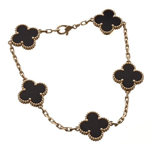 380 - Van Cleef & Arpels Alhambra onyx 18ct bracelet, reference Vcara 41300, no. JD011795, 11.5gm, 7.5... 