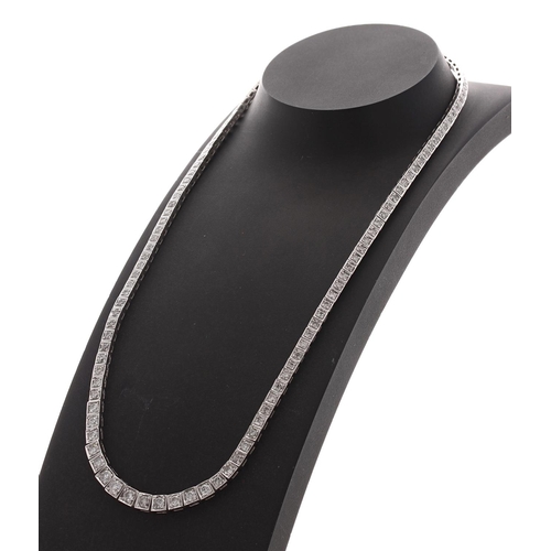 392 - Attractive modern 18ct white gold diamond set necklace, round brilliant-cuts, 4.00ct approx in total... 