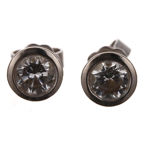 398 - Pair of Wempe 18ct white gold diamond stud earrings, round brilliant-cut, 1.00ct approx in total, 3.... 