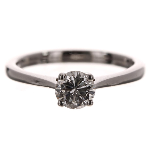 360 - Good 18ct white gold solitaire diamond set ring, round brilliant-cut, 0.75ct approx, clarity VS, col... 