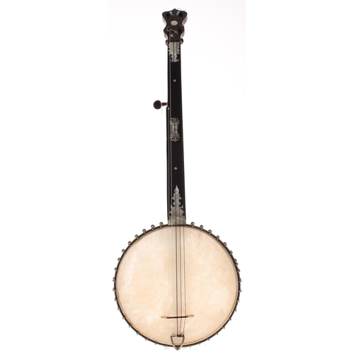 1590 - Old five string fretless open back banjo, with 11