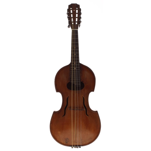 1592 - Old mandolin labelled Arnolo 'Viole d'Ardine' (Patented)..., the body with viol gamba outline, with ... 