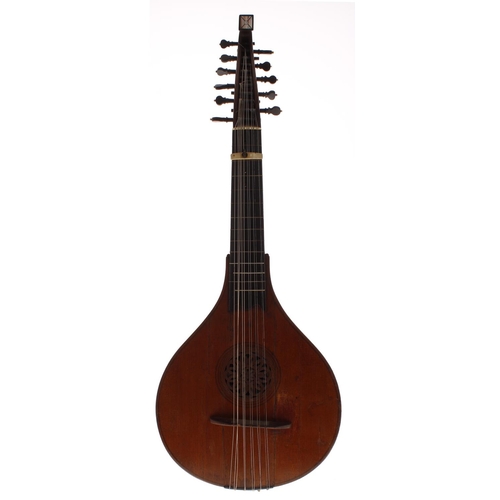 1594 - 18th century English cittern/guitar circa 1770 by and stamped Rausch on the neck heel, with original... 