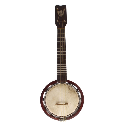 1596 - Keech Banjulele banjo stamped with the Pat no. 219720/23 on the headstock and no. A11790 on the heel... 