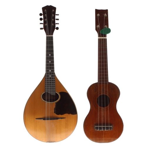 1597 - Vega flatback pear shaped mandolin with spruce table and faux tortoiseshell scratchguard; also an ol... 