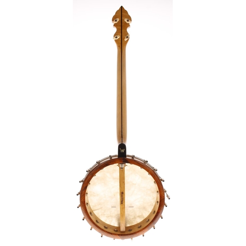 1602 - Wurlitzer tenor banjo stamped with the maker's name on the perch pole and with W on the heel, with 1... 