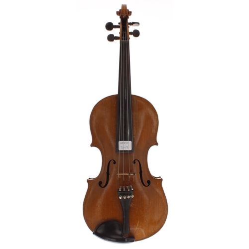 2007 - Early 20th century Strad copy violin (re-varnished); also two other old full size violins (3)... 