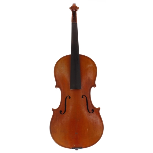 2029 - Early 20th century violin, 14 3/16