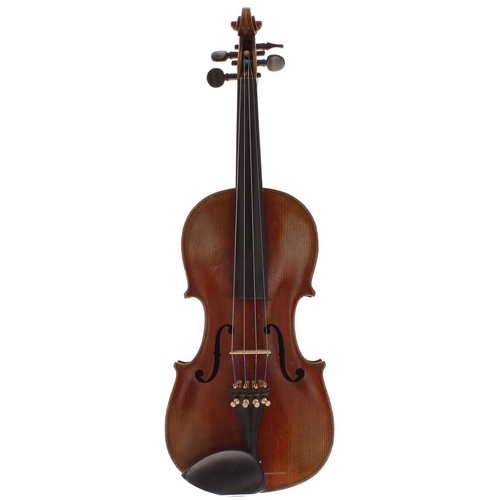 2036 - German three-quarter size violin circa 1910, 13 3/8