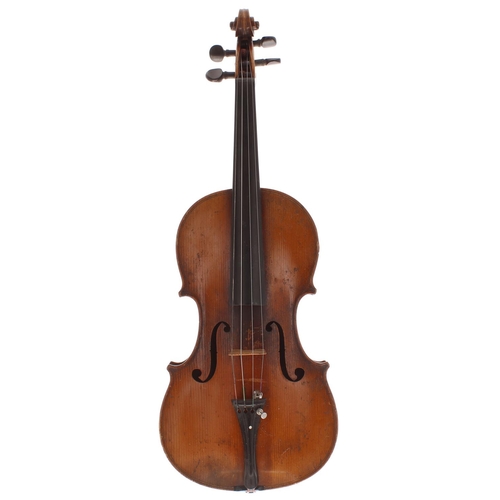 2038 - French three-quarter size Stradivari copy violin, 12 15/16