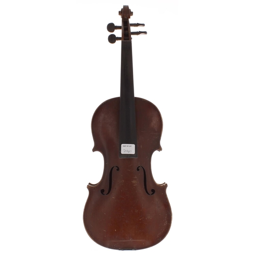 2040 - German violin labelled Leslie Sheppard...Ref. no. 4061, 14 1/16