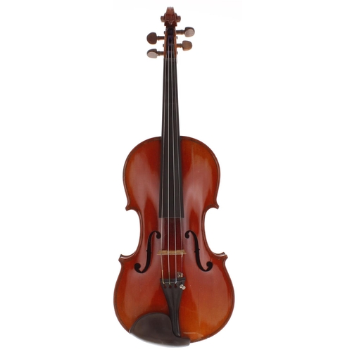 2043 - French violin labelled J.T.L. 3, 14 1/8