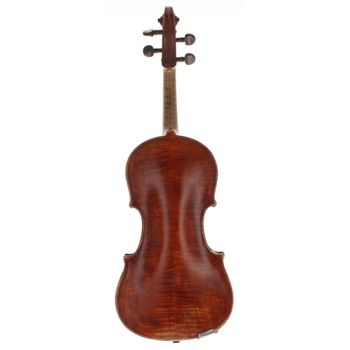 2046 - Late 19th century Neuner & Hornsteiner School violin, with extra turn in the scroll in the manne... 