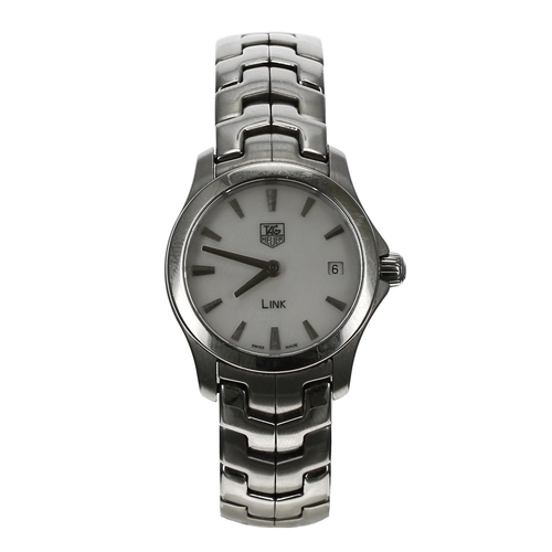 100 - Tag Heuer Link stainless steel lady's wristwatch, reference no. WJF1410, white dial with date apertu... 