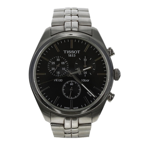 110 - Tissot PR100 Chronograph stainless steel gentleman's wristwatch, reference no. T101417A, black dial,... 