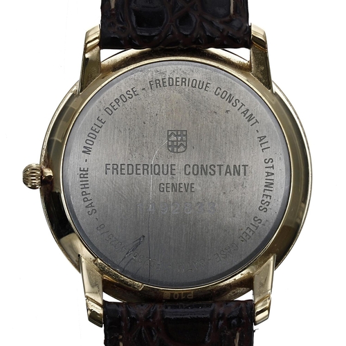 138 - Frederique Constant Slimline gold plated and stainless steel gentleman's wristwatch, reference no. F... 