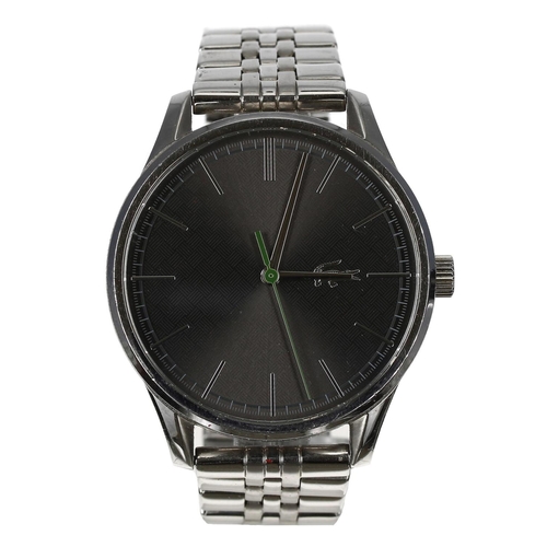 150 - Lacoste stainless steel gentleman's wristwatch, black dial, quartz, 42mm