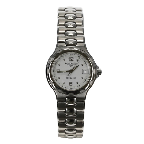 75 - Longines Conquest stainless steel lady's wristwatch, reference no. L1 131 4, serial no. 29588xxx, wh... 