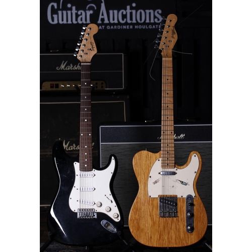 620 - Squier by Fender Strat electric guitar; together with a Johnny Brook Tele type electric guitar with ... 