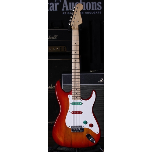 625 - Custom 'Double Delonge' S Type electric guitar; Body: cherry sunburst finish lightweight body; Neck:... 