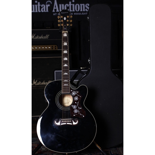 663 - 2015 Epiphone EJ-200 SCE/BK electro acoustic guitar, made in Indonesia; Body: black gloss finish, fe... 