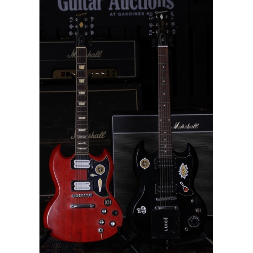 681 - Two Epiphone SG electric guitars in need of attention (imperfections and electrics require attention... 