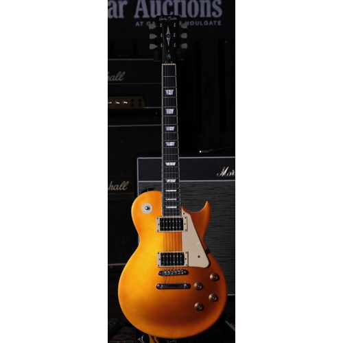 682 - Harley Benton LP Type electric guitar; Body: copper metallic top upon brown back, surface scuffs to ... 