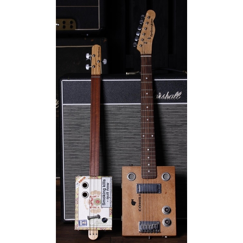 688 - Capo Custom six string cigar box guitar; together with a Capo Custom three string cigar box guitar (... 