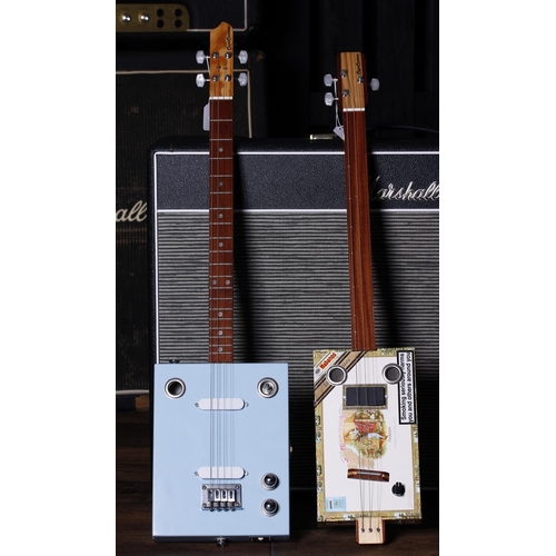 691 - Capo Custom four string electric cigar box guitar; together with a Capo Custom three string cigar bo... 