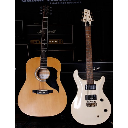 704 - JHS Vintage double cut electric guitar (imperfections); together with an Eko Western V1 acoustic gui... 