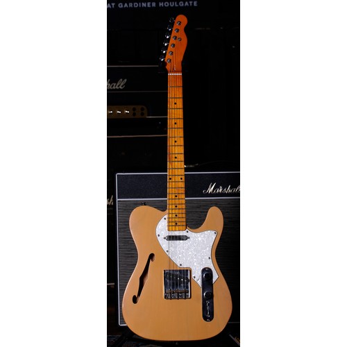 708 - Custom Build Thinline Tele type electric guitar; Body: blonde finished Fender Licensed Allparts body... 