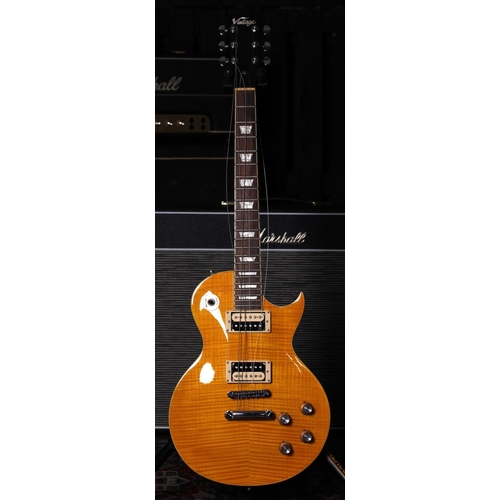 731 - 2012 JHS Vintage V100 electric guitar; Body: lemon figured top upon cherry back; Neck: good; Fretboa... 