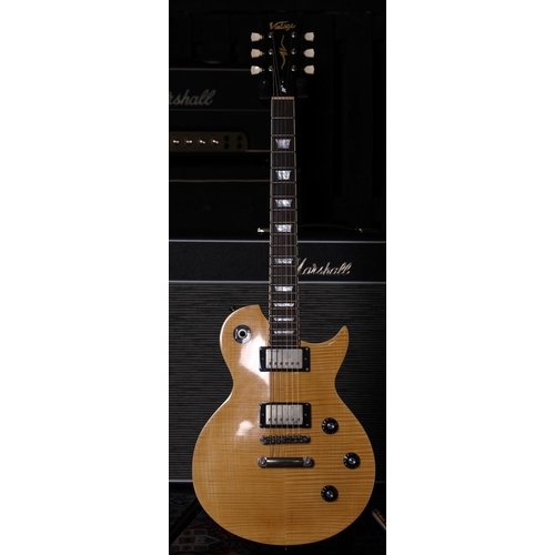 732 - JHS Vintage AV1 electric guitar; Body: natural finish; Neck: good; Fretboard: rosewood; Frets: good;... 