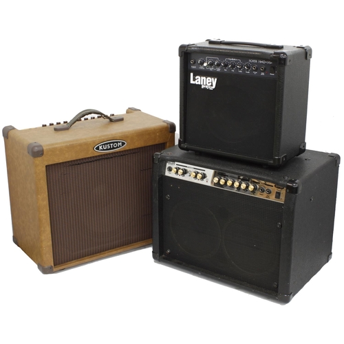 829 - Kustom Sienna 65 guitar amplifier; together with a Stagg CA100B/210 guitar amplifier and a Laney Har... 