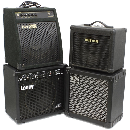 884 - Roland Cube 20X guitar amplifier; together with a Laney LX35R guitar amplifier, a Fat Rat FR30B guit... 