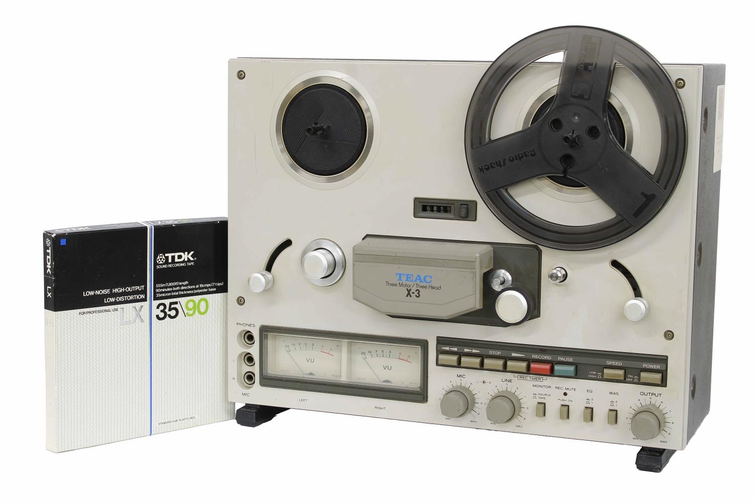 Teac X-3 stereo reel to reel tape recorder, with TDK LX35/90 tape