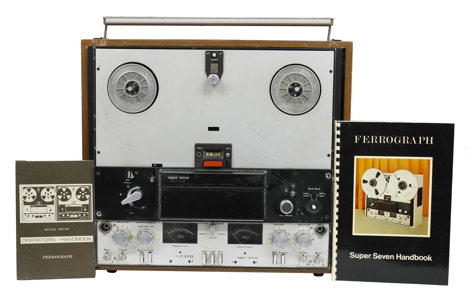 Ferrograph Super 7 reel-to-reel tape recorder, with remote and operators  handbook*Please note: Gardi