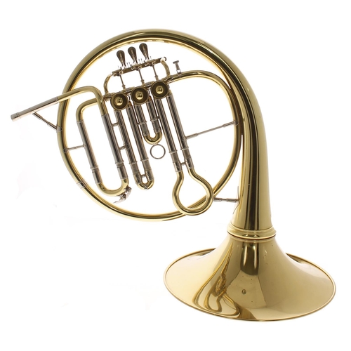 1820 - Good contemporary York French brass horn, with detachable screw-on bell, within a fitted case... 