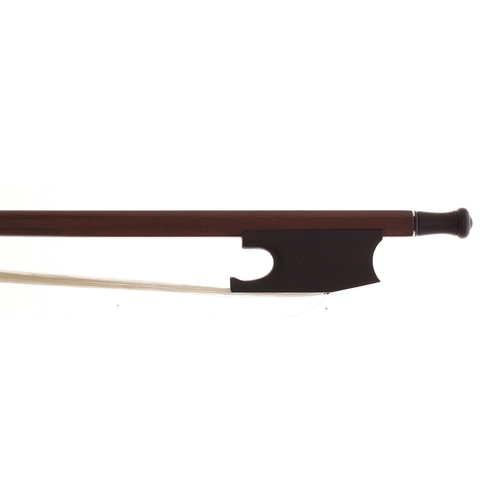 2255 - Contemporary Baroque style violin bow with ebony frog and adjuster, 58gm