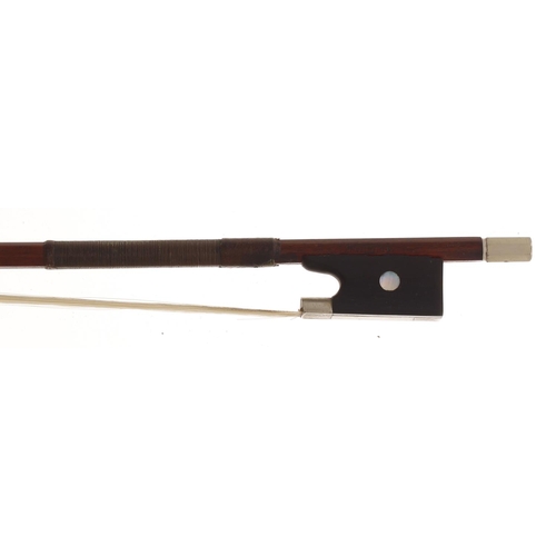 2256 - Nickel mounted violin bow stamped Tourte, 56gm