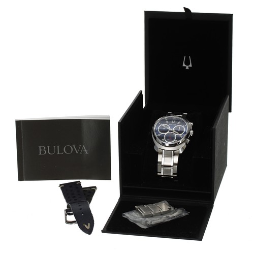 128 - Bulova Chronograph Sport CURV stainless steel gentleman's wristwatch, reference no. 96A185, blue dia... 