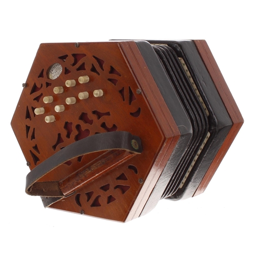 1607 - Lachenal & Co two row Anglo concertina in old pitch C & G, with twenty-one bone buttons on p... 