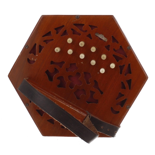 1607 - Lachenal & Co two row Anglo concertina in old pitch C & G, with twenty-one bone buttons on p... 