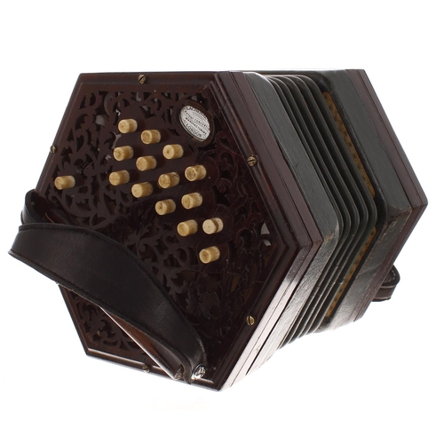 1610 - Lachenal & Co early style three row Anglo concertina in modern pitch (C & G), with twenty-ni... 